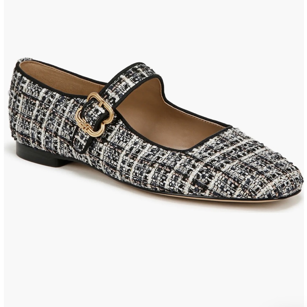 Sam Edelman Black and White Tweed Michaela Mary Jane Flats